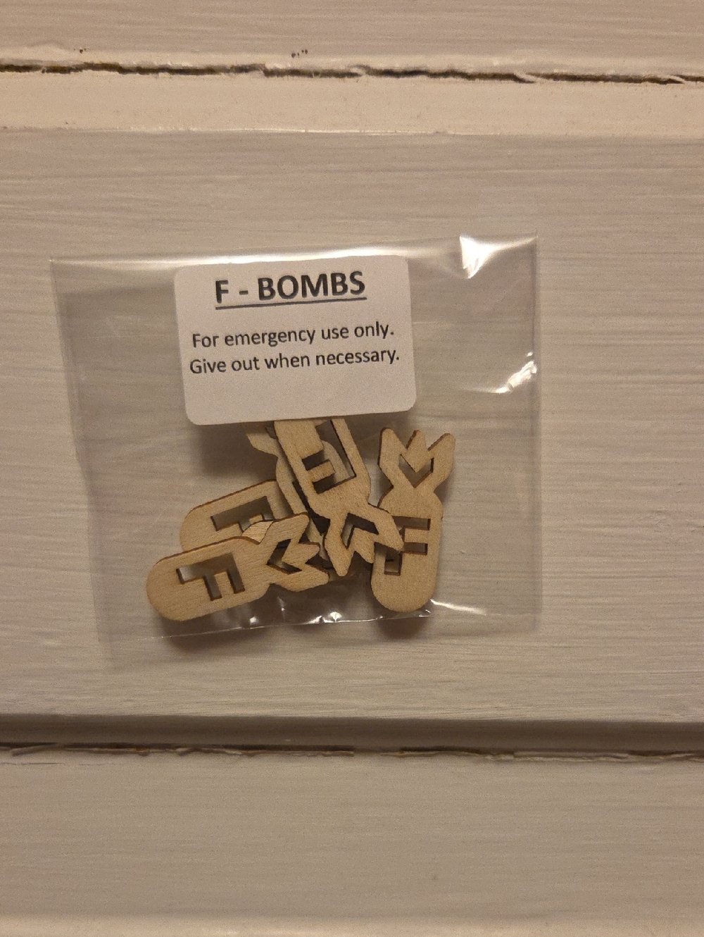 Wooden F-Bomb Embellishments - Natural Wood 5 Piece
